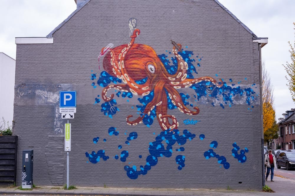 Muurschildering Octopus van Erik Veldmeijer uit 2020