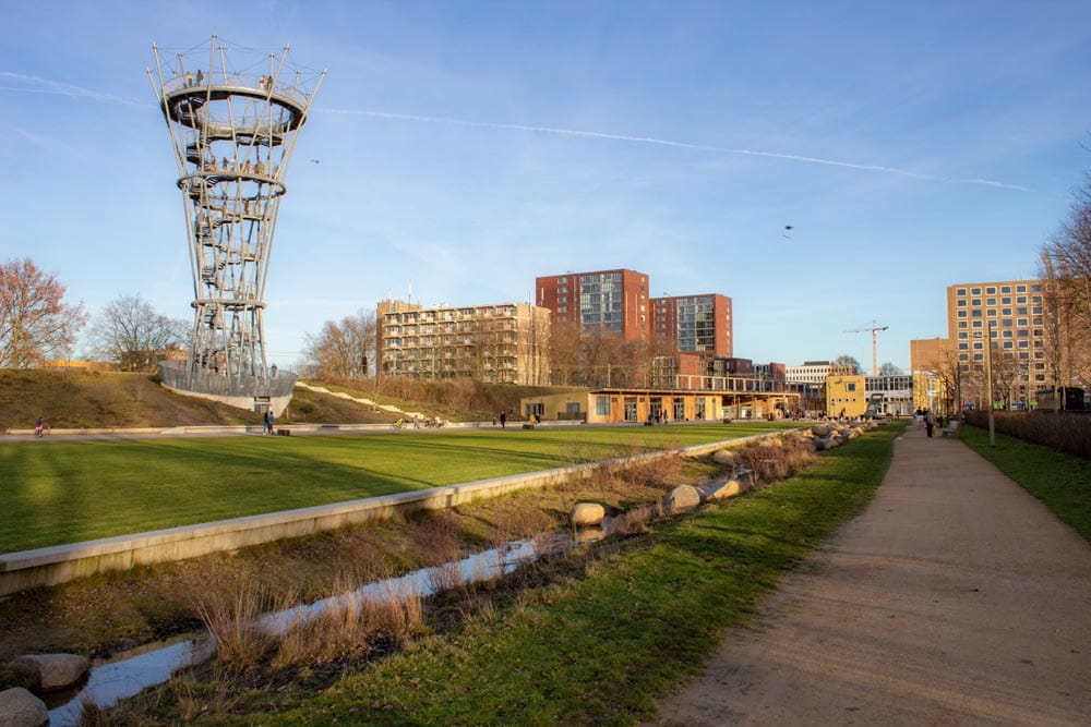 Het Spoorpark in de spoorzone in Tilburg