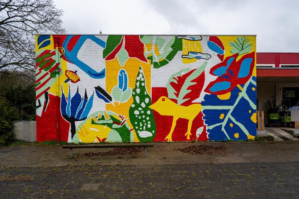 Muurschildering Volière Wilhelminapark