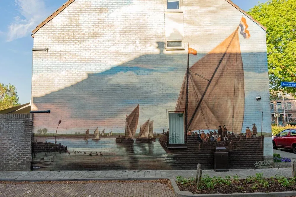 Nieuwe muurschildering in de Piushaven in Tilburg: Zwager brengt Albert Cuyp tot leven